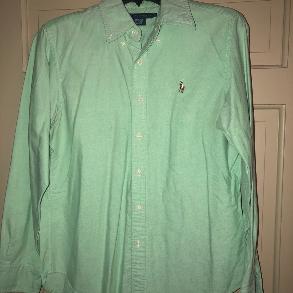 mint green polo button down